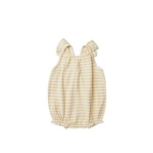 Quincy Mae Striped Ribbed Yellow Baby Romper size 6-12 months. Perfect condition